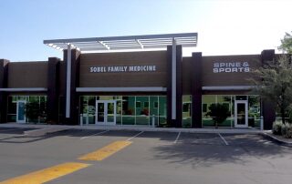 Spine & Sports clinic front with canopy
